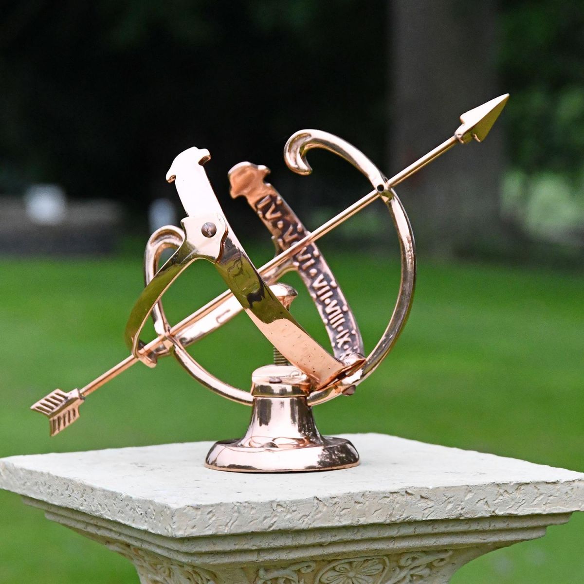 Polished Solid Copper Armillary in Use on a Plinth