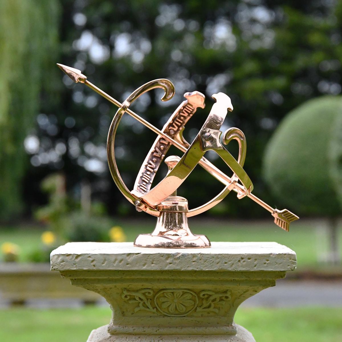 Polished Solid Copper Armillary on a Plinth