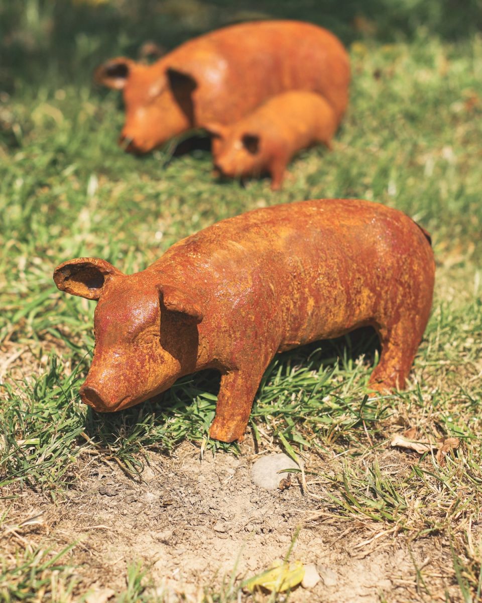 Small Cast Iron Rustic Pig Sculpture