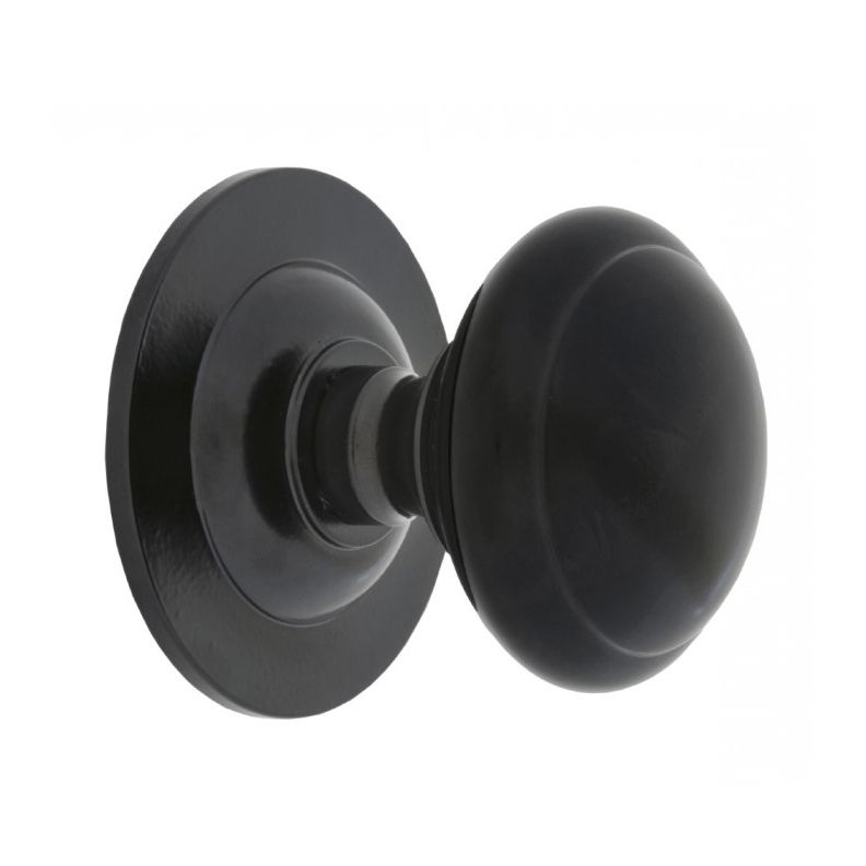 Smooth Black Centre Door Handle Set