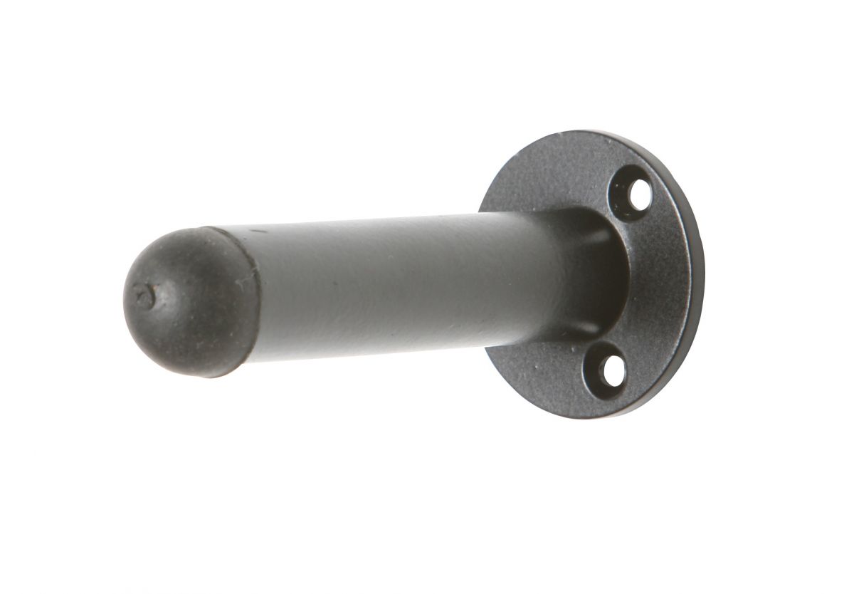 Smooth Black Iron Door Stopper With Rubber Top