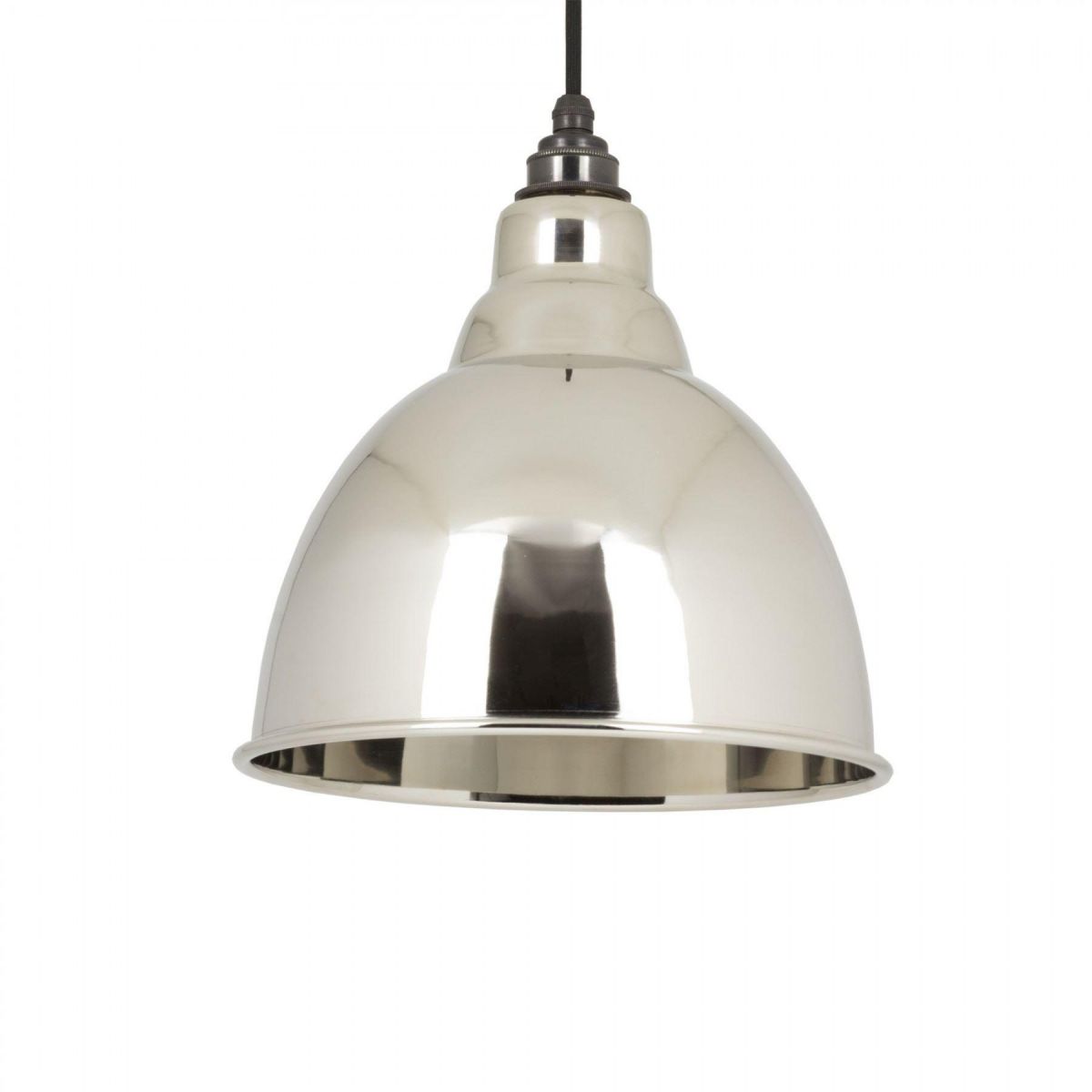 Smooth Nickel Bowl-Shaped Hanging Pendant Light