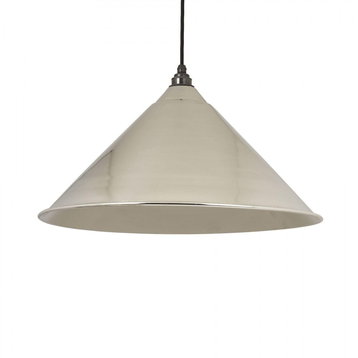 Smooth Nickel Conical-Shaped Hanging Pendant Light Smooth Nickel Conical-Shaped Hanging Pendant Light