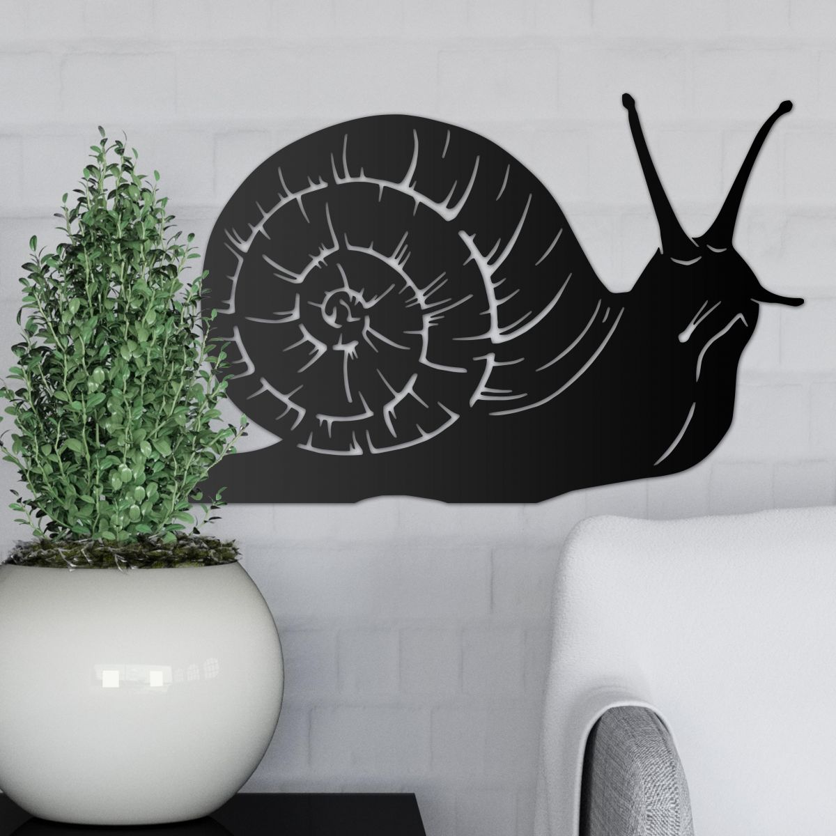 Black Snail Wall Art in Situ 