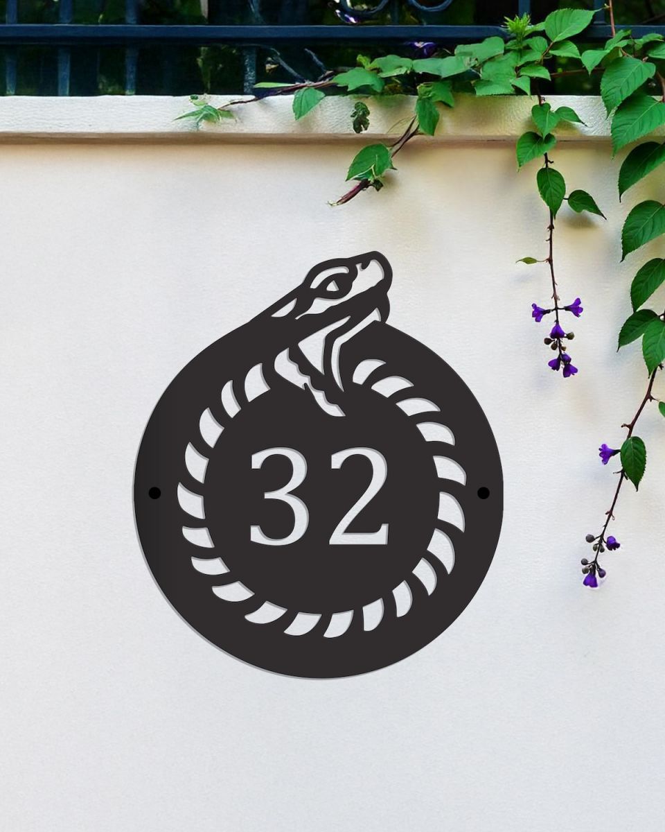 Decorative snake house number sign
