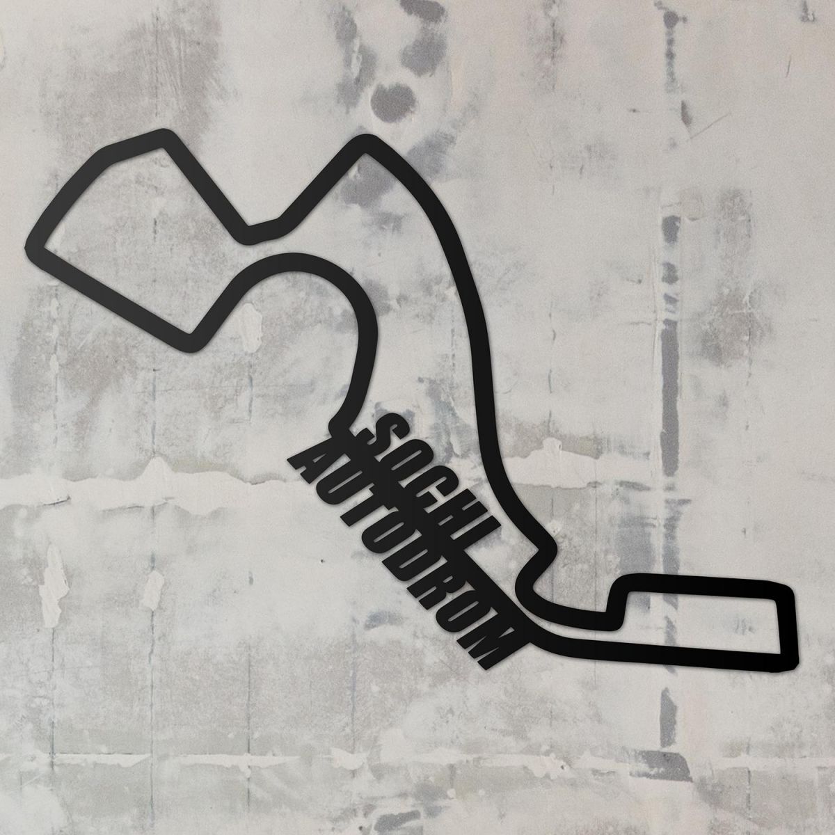 Sochi Autodrom Racing Circuit Wall Art on a Rustic Grey Wall
