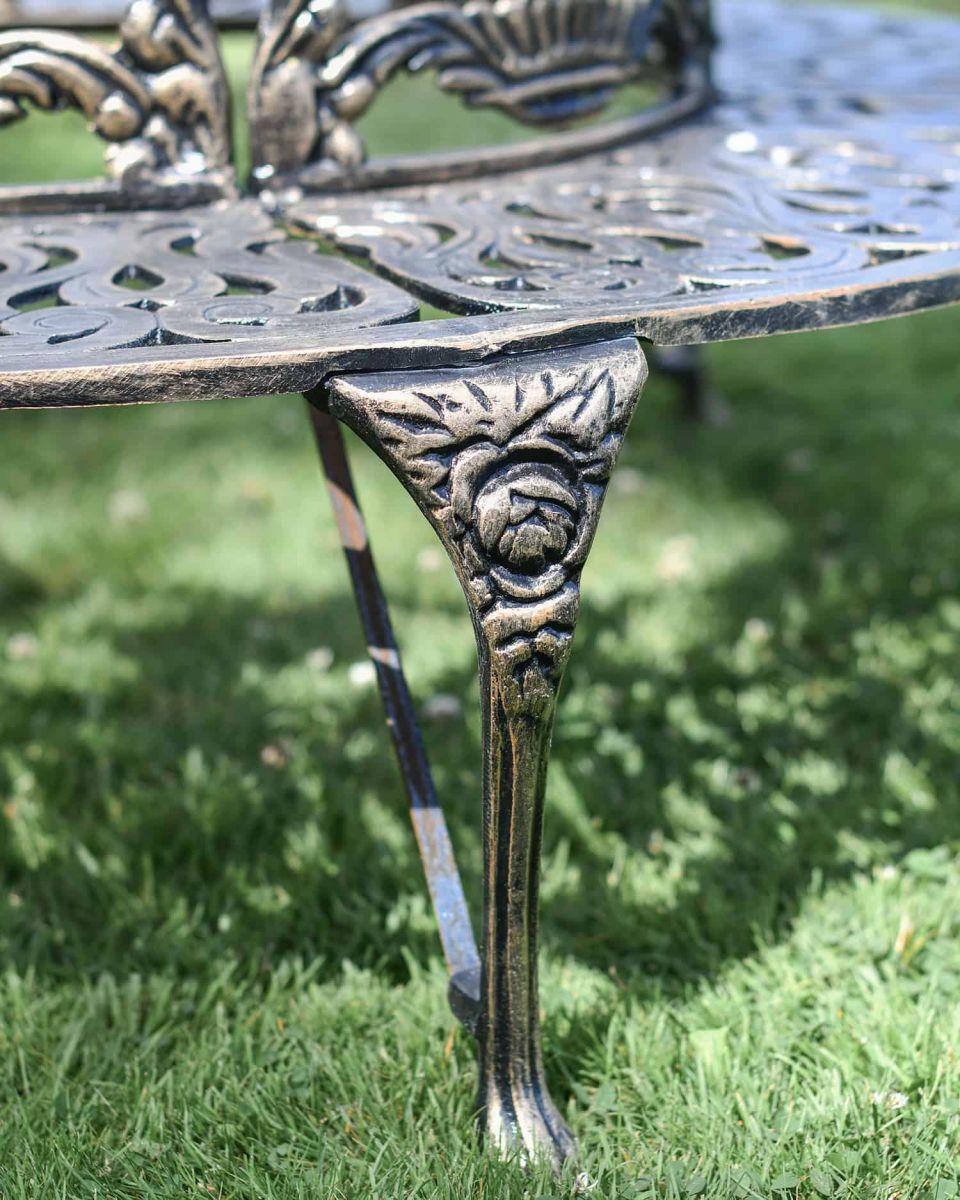 Close-Up of Integral Legs on Solid Antique Gold "Royale" Aluminium Full Tree Guard & Bench
