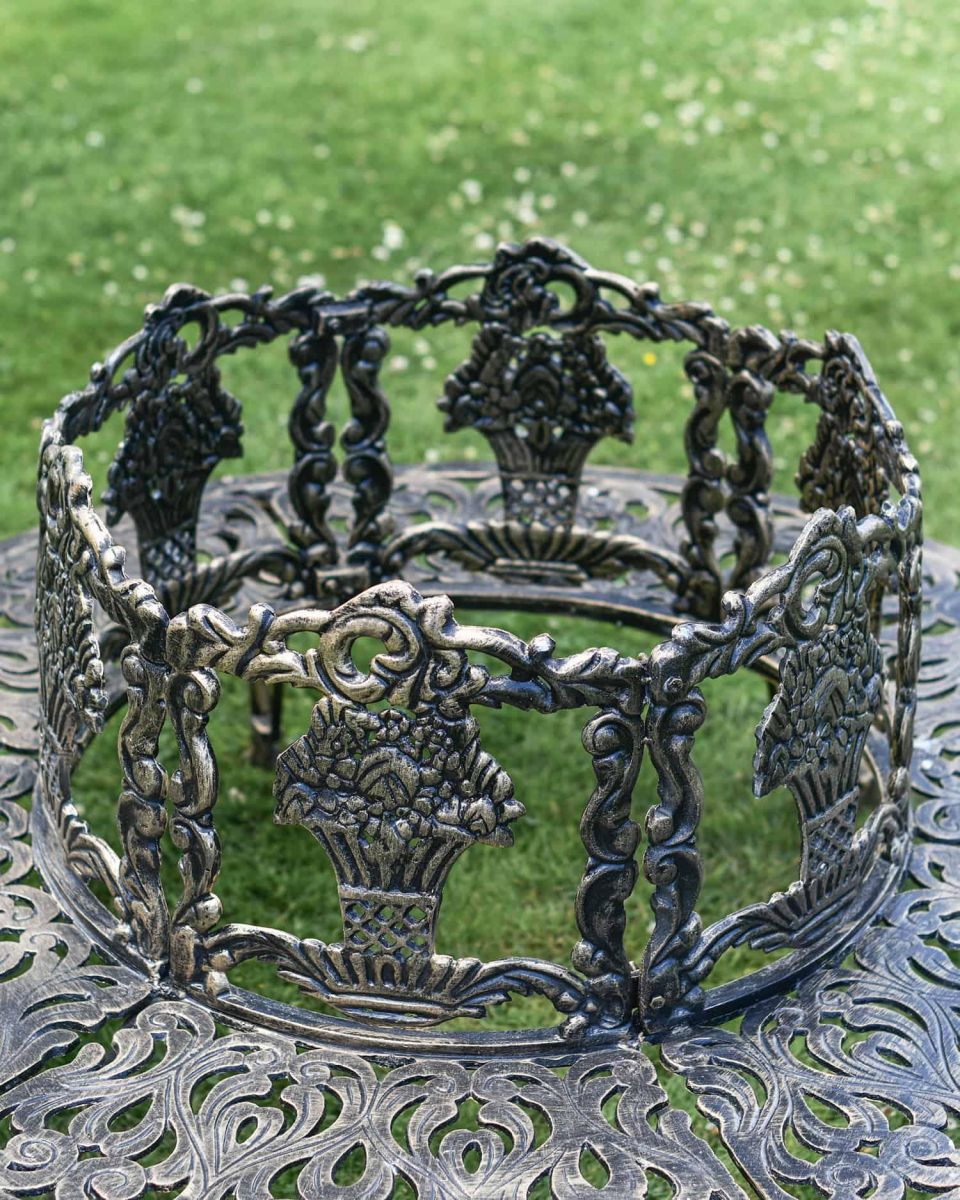 Close-Up of Tree Guard Segments in Antique Gold