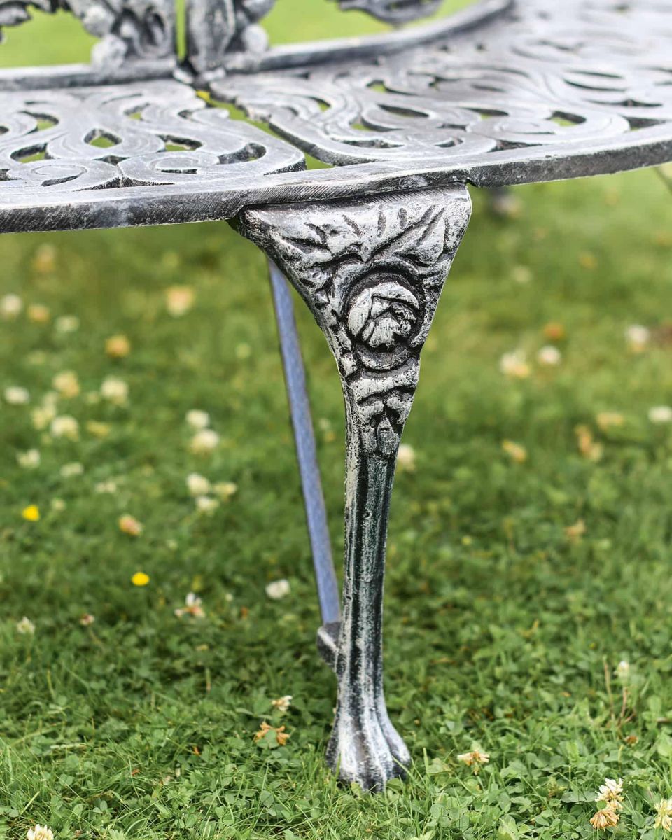 Close-Up of Integral Leg for Solid Antique Silver "Royale" Aluminium Full Tree Guard & Bench