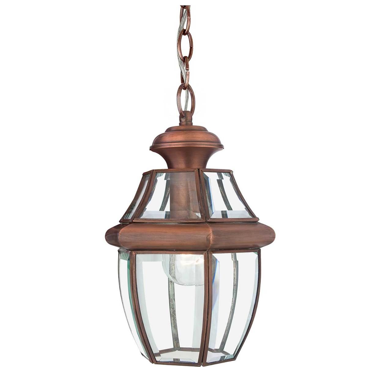 Solid Brass "Elegance" Traditional Victorian Large Chain Single Light Lantern in Aged Copper