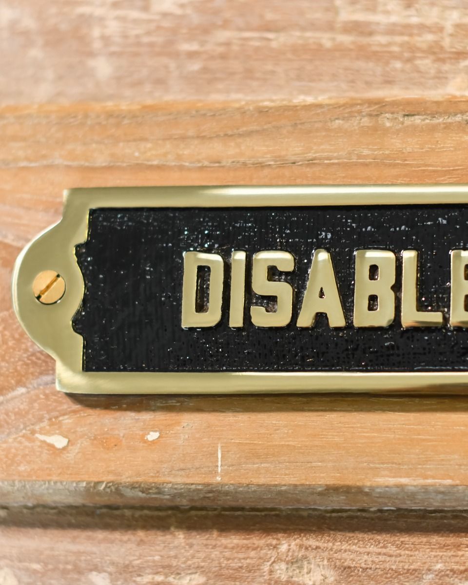 Solid Brass "Disabled" Bathroom Sign
