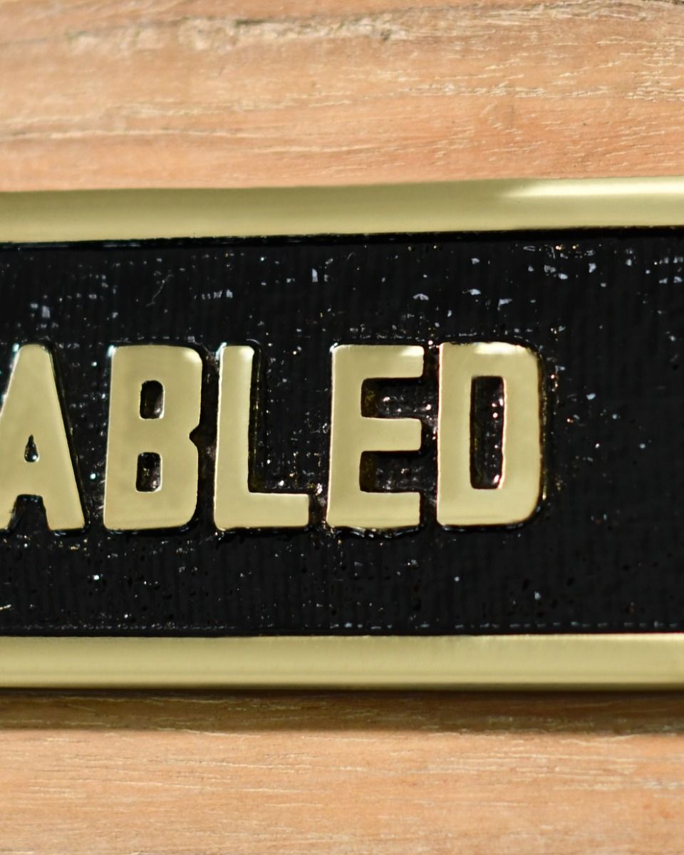 Solid Brass "Disabled" Bathroom Sign