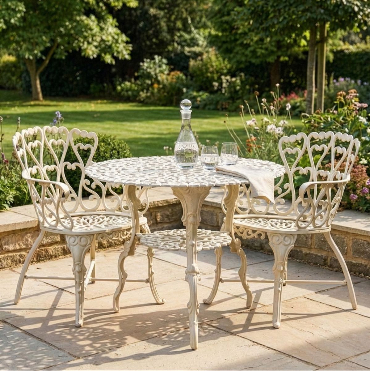 Solid Cream "Ascott" Two Seater Dining Set digital illustration dressed table