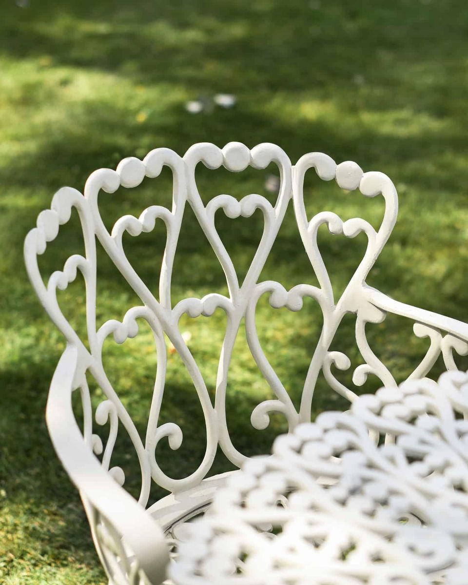 Close-Up of Chair Backrest for Solid Cream "Royal Ascott" Two Seater Bistro Set Close-Up of Chair Backrest for Solid Cream "Royal Ascott" Two Seater Bistro Set