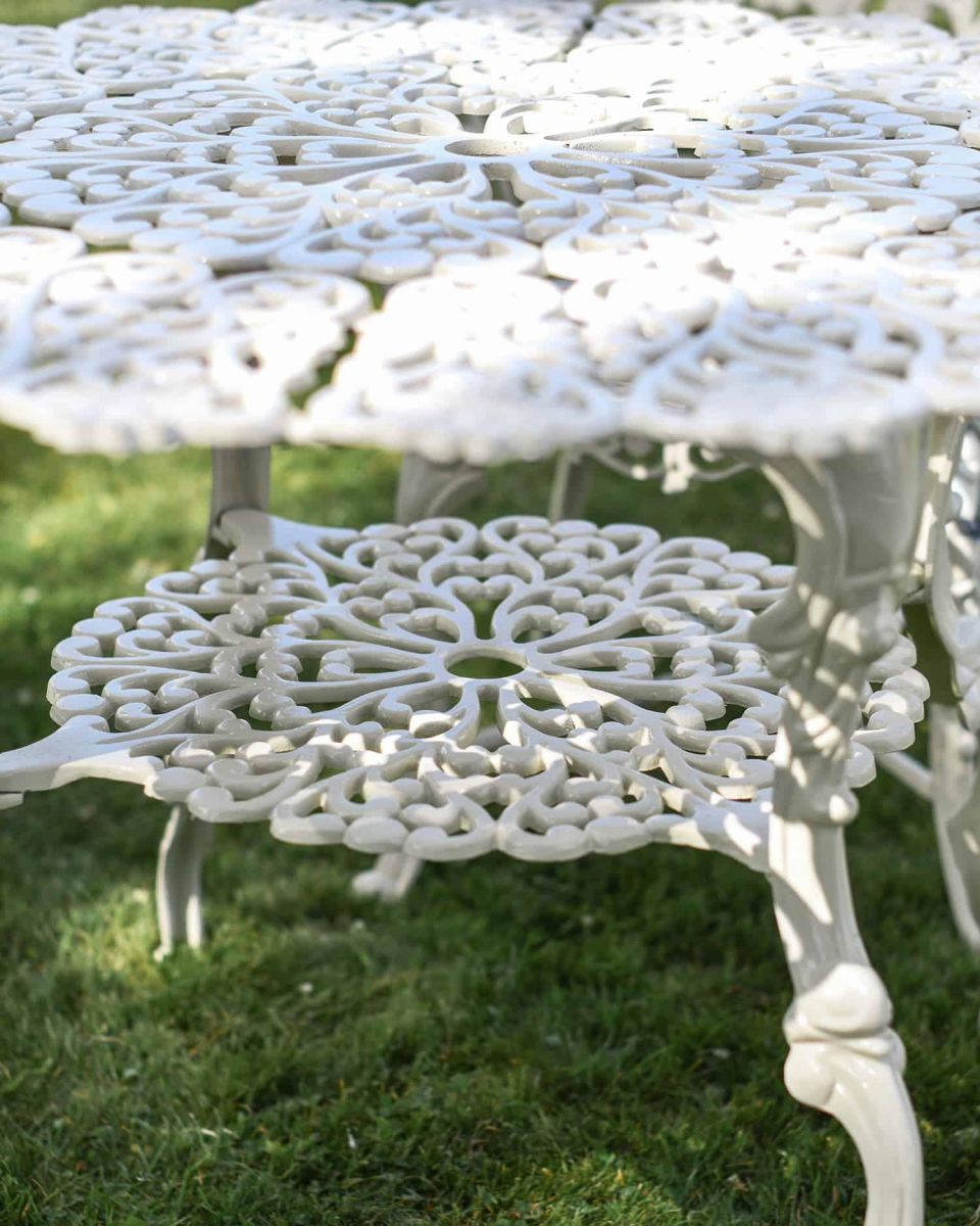 Close-Up of Cream Table for "Wootton House" Four Seat Dining Set