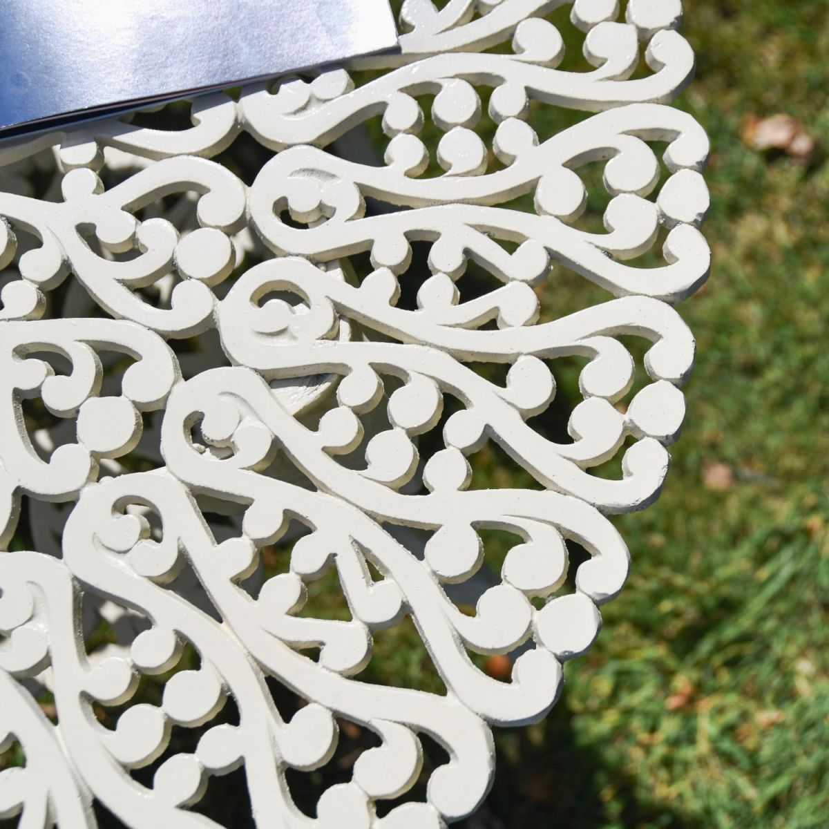 Close-Up of Table Pattern for Solid Cream "Ascott" Two Seater Dining Set