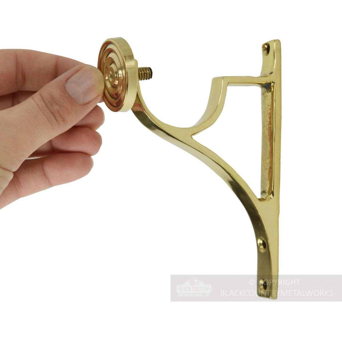 Solid Polished Brass Curtain Pole Bracket Scale Solid Polished Brass Curtain Pole Bracket Scale
