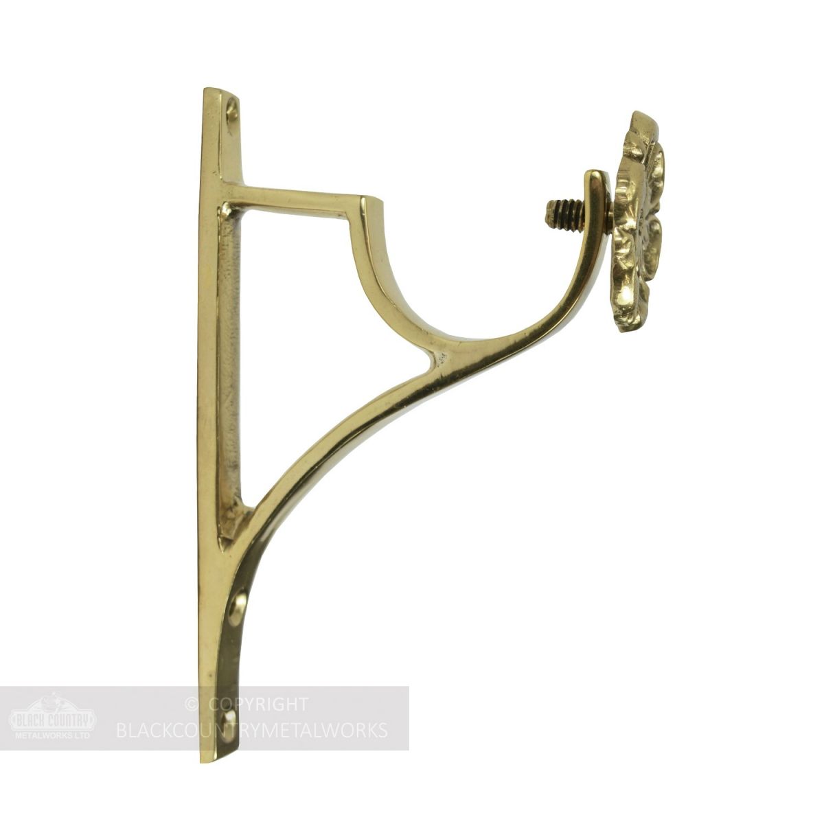 Solid Polished Brass Floral Curtain Pole Bracket Solid Polished Brass Floral Curtain Pole Bracket