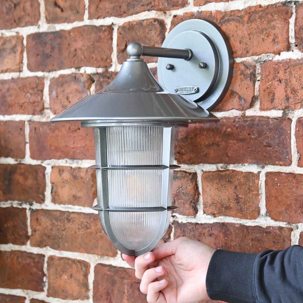 "South Shore" Silver Large Top Fix Wall Lantern to Scale