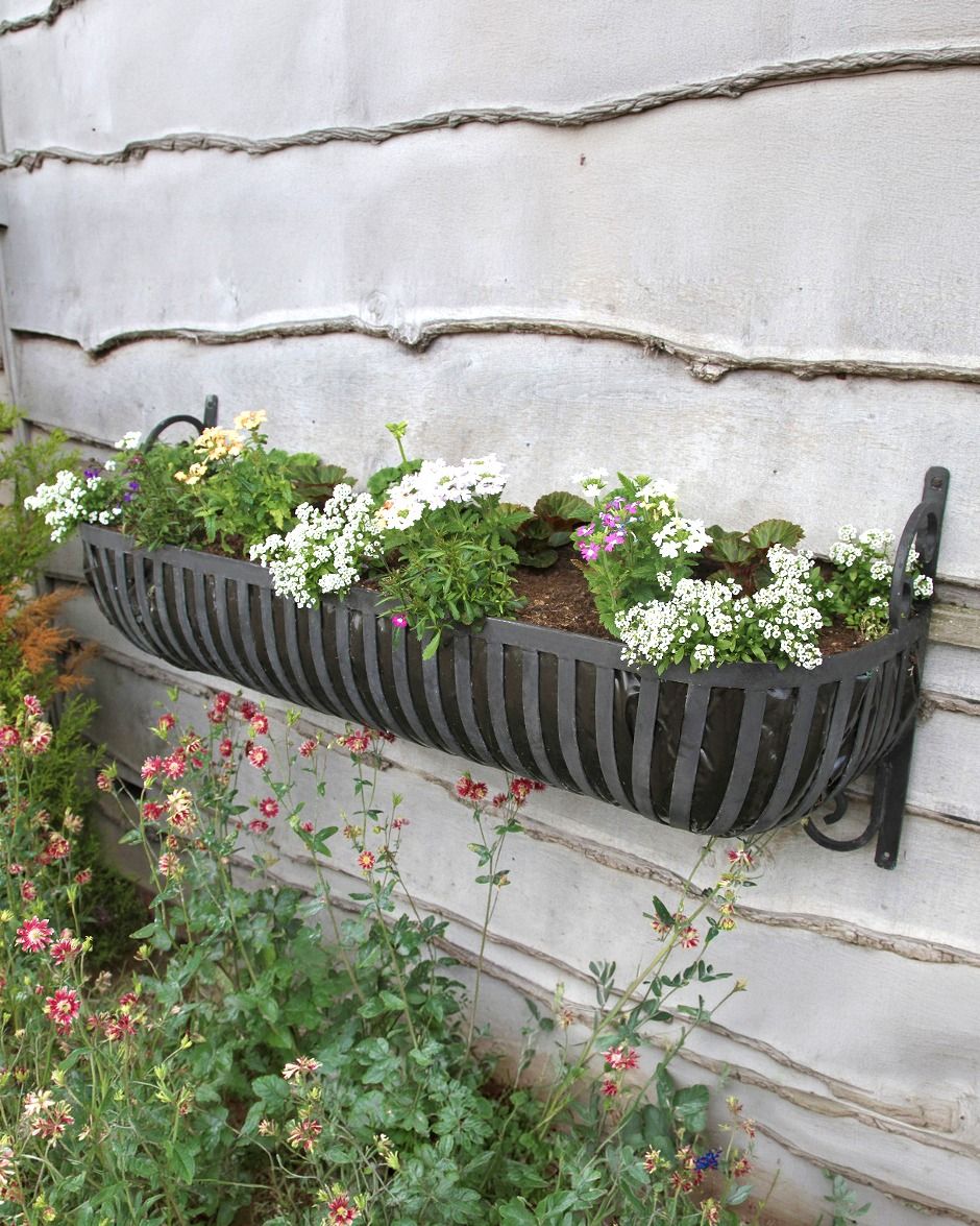 "Southlands" Deluxe Rural Hay Trough Style Planter in Situ Mounted to a Wooden Wall