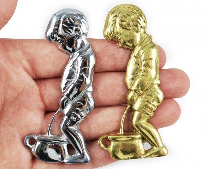 Polished Brass Little Boy Toilet Sign Polished Brass Little Boy Toilet Sign