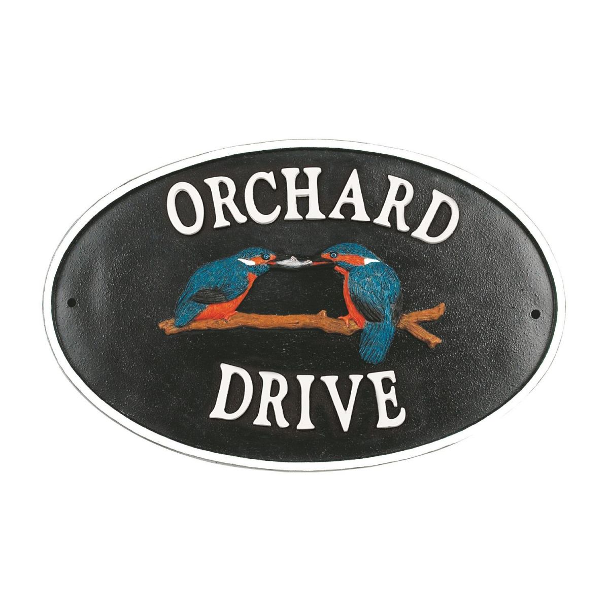 "Kingfisher" Cast Iron Effect Oval House Name Sign "Kingfisher" Cast Iron Effect Oval House Name Sign