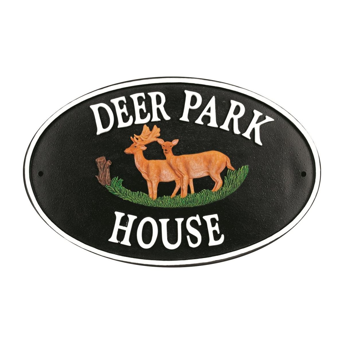 Oval Cast Iron "Deer Park" House Sign 