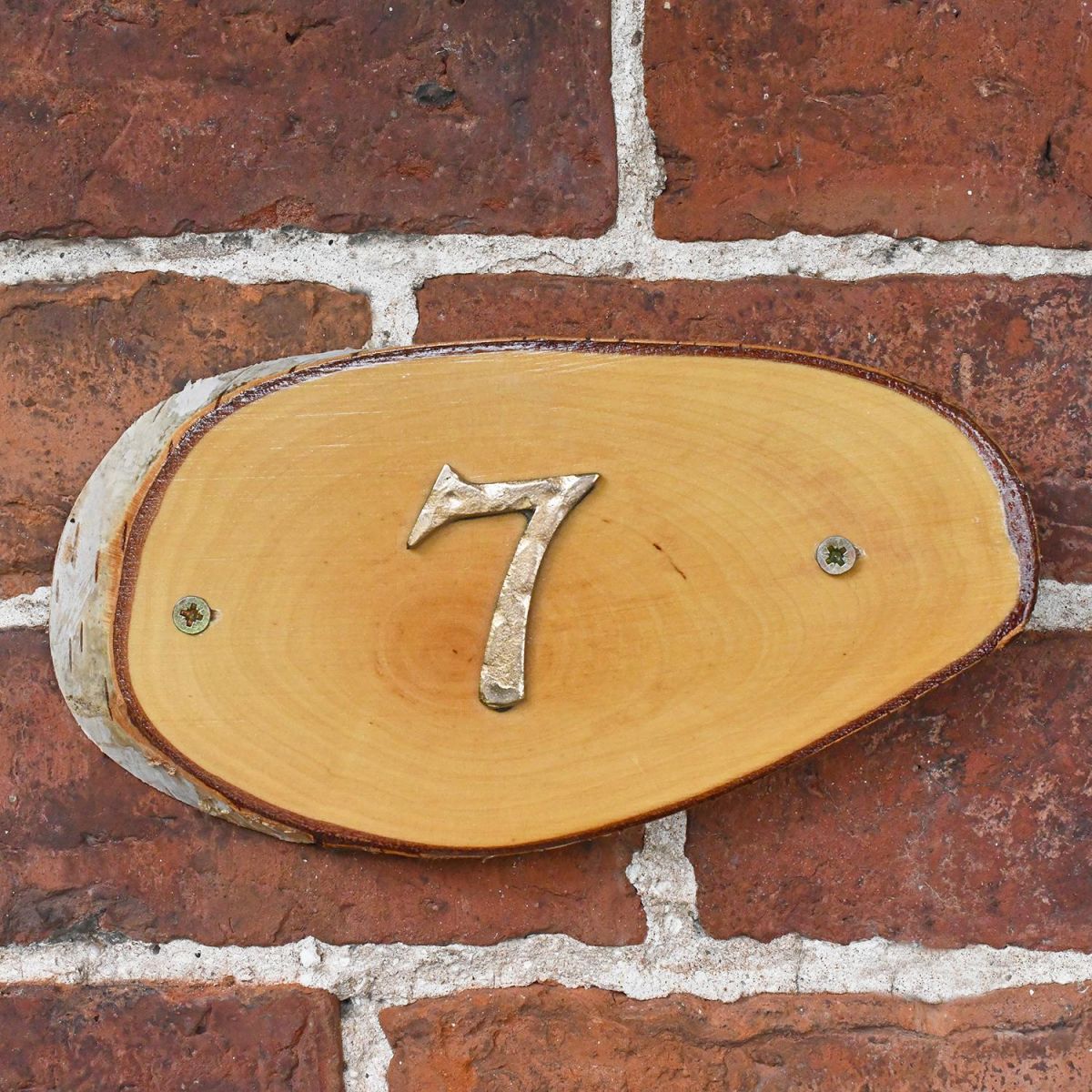 Natural Hard Wood Rustic House Number Sign - 7