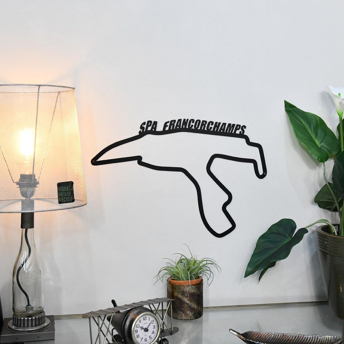 Spa-Francorchamps Race Track Steel Wall Art by a Lamp in the Living Room Spa-Francorchamps Race Track Steel Wall Art by a Lamp in the Living Room