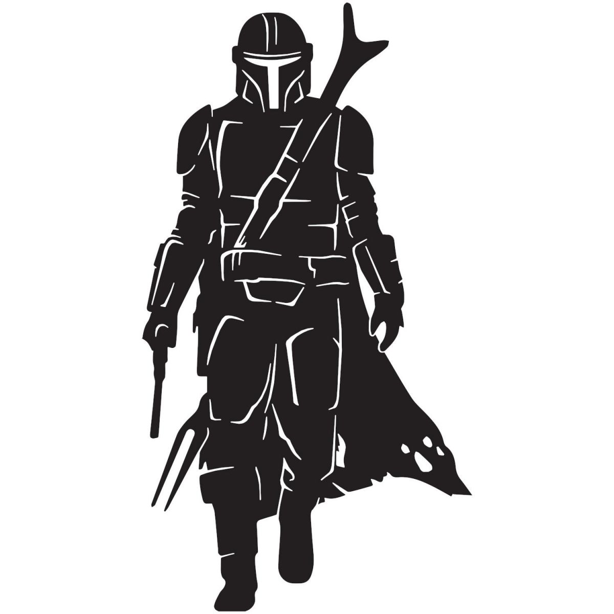 Space Bounty Hunter Sheet Steel Silhouette in Black Finish on White Background Space Bounty Hunter Sheet Steel Silhouette in Black Finish on White Background