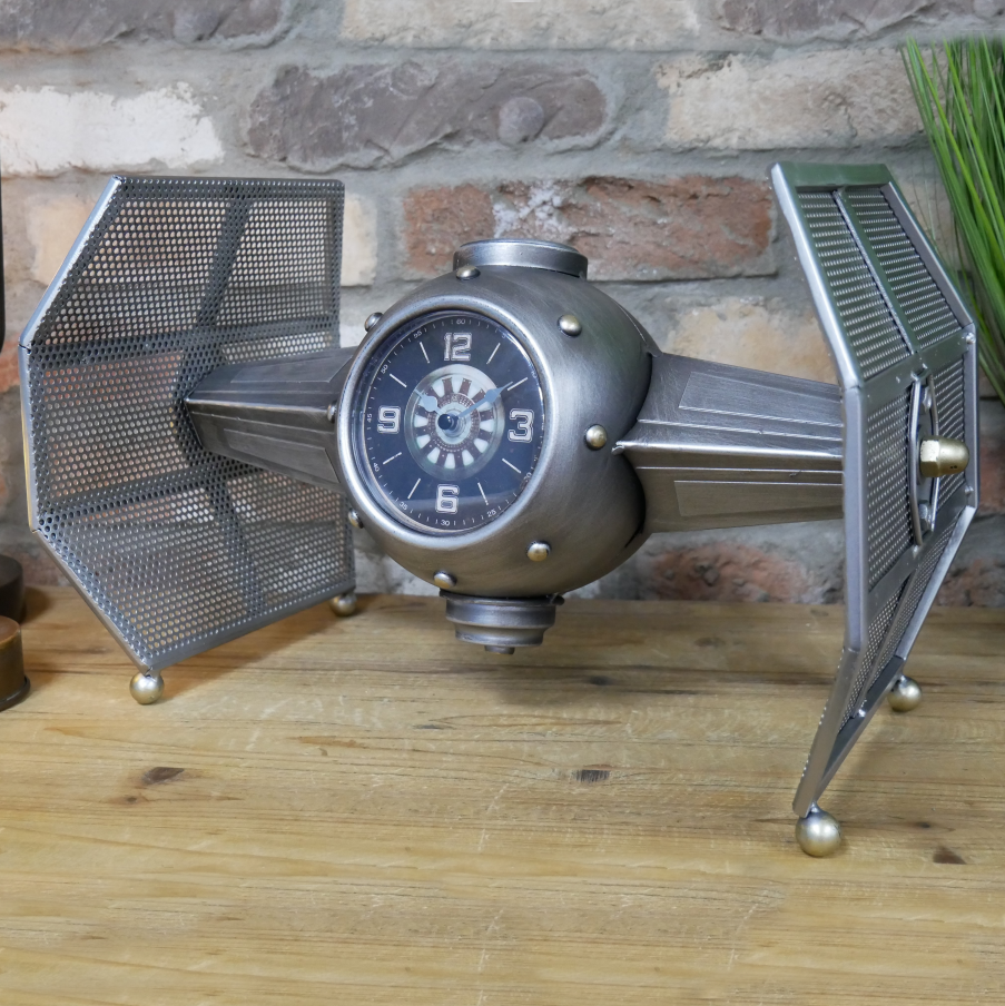Spaceship Silver Mantel Clock in Situ in the home