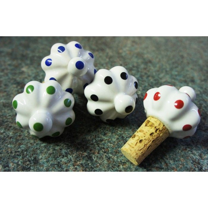 "Dotted Dombol" Ceramic Wine Stoppers "Dotted Dombol" Ceramic Wine Stoppers
