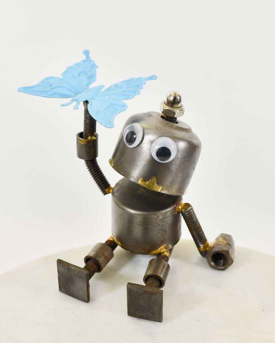 "Sprocket" the Upcycled Metal Home Ornament Blue