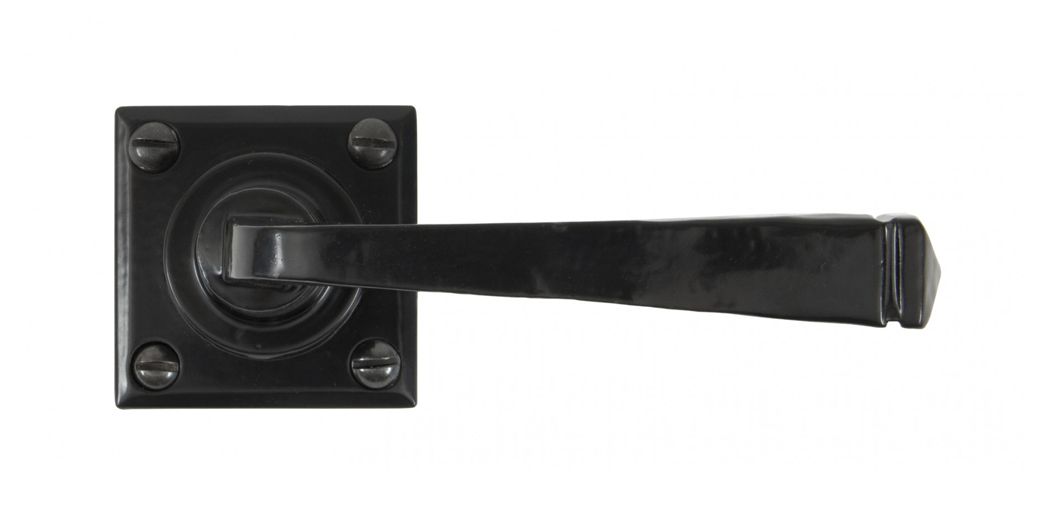 "Airedale" Sprung Black Iron Door Handle Set