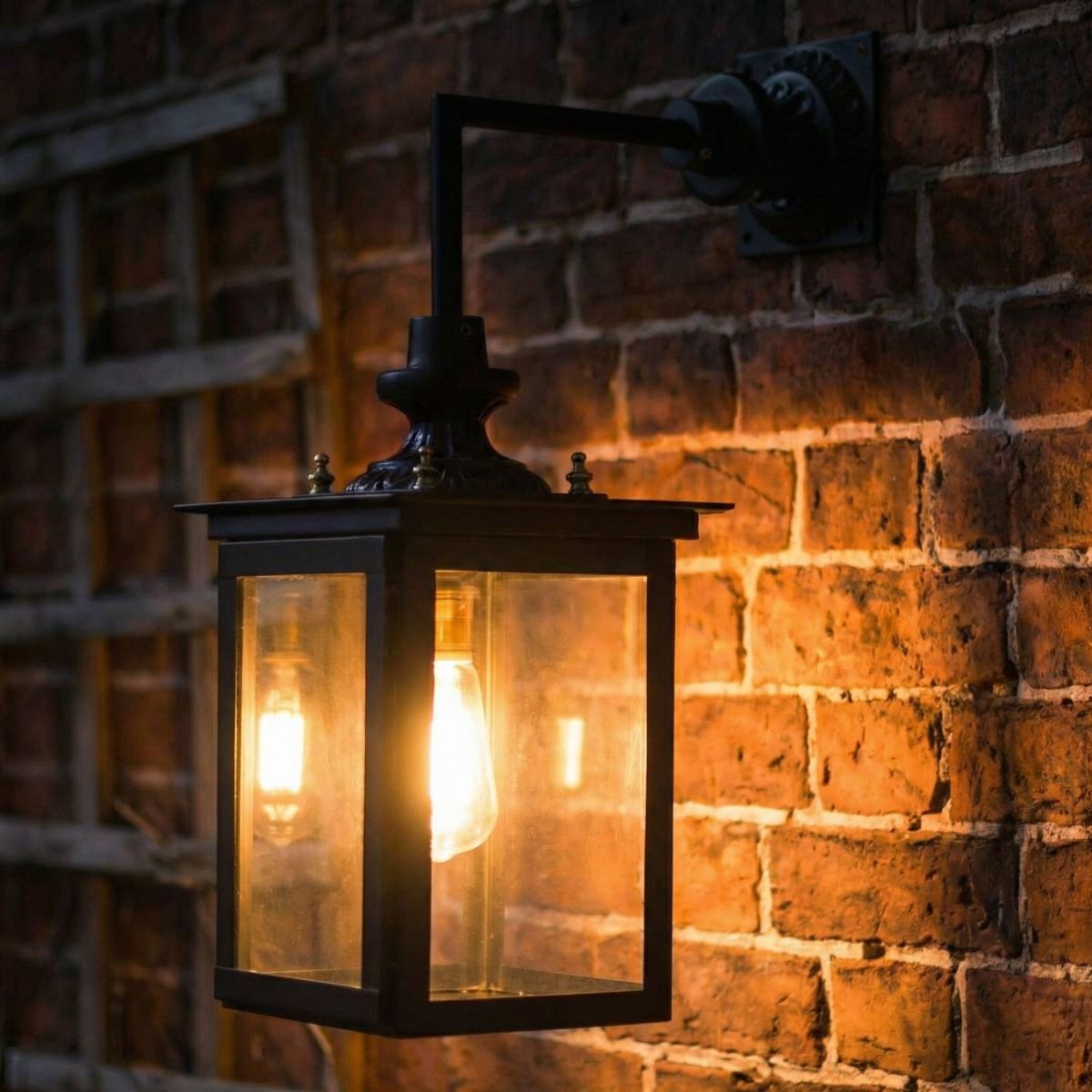 Digital representation of Square Design Wall Light - Standard lit up at night