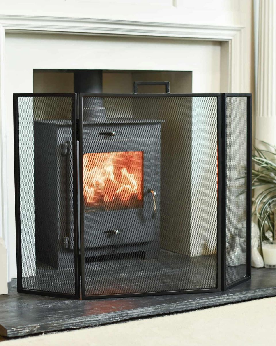 Square Simplistic Contemporary Three Fold Fireguard in Situ