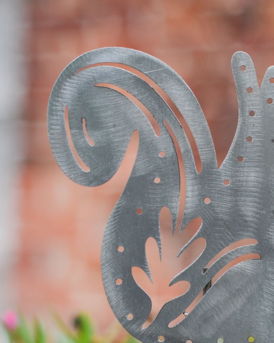 Squirrel Artistic Plant Pot Spike - Set of Two close up of tail