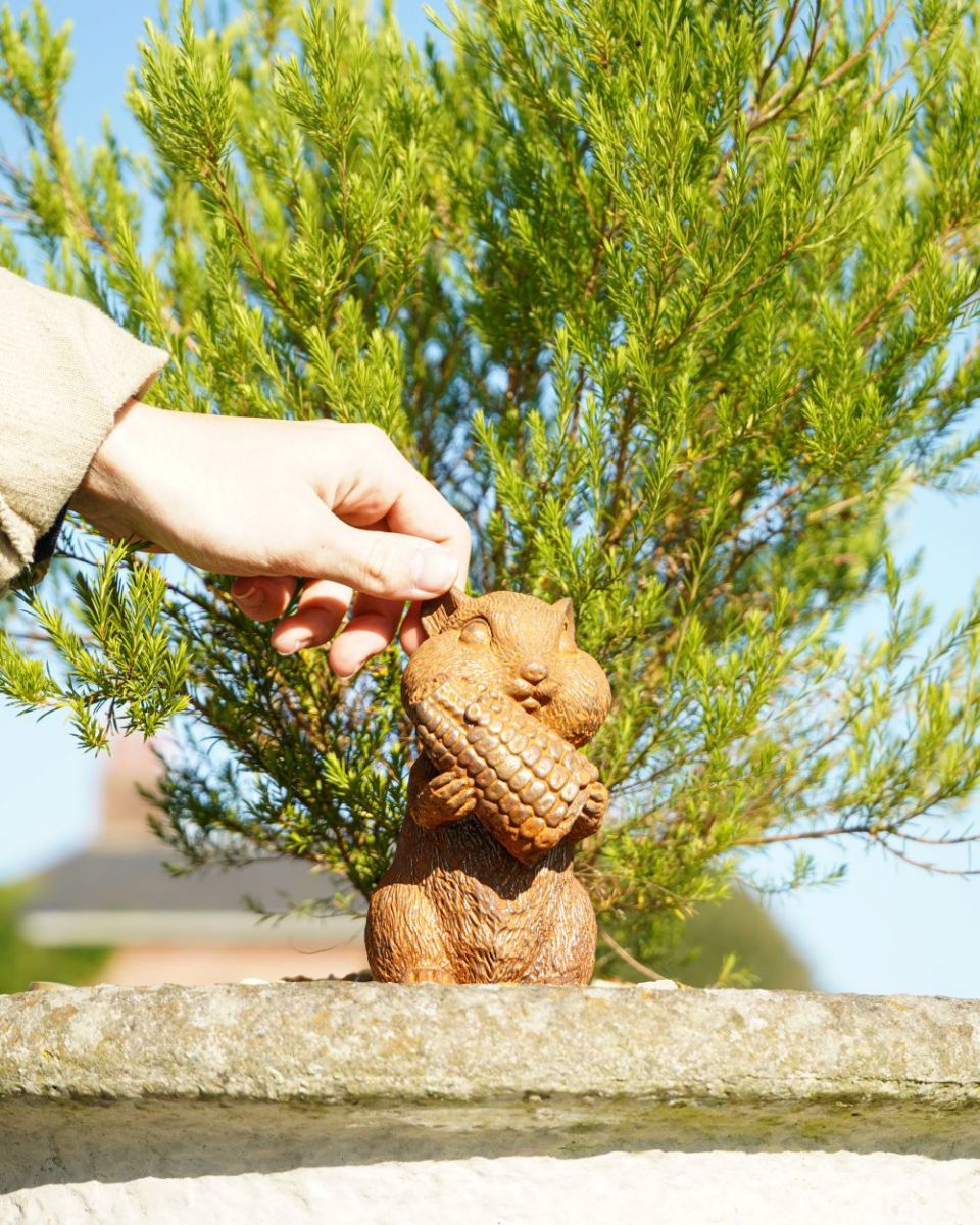Scale image of Miniature Rustic Squirrel Sculpture Scale image of Miniature Rustic Squirrel Sculpture