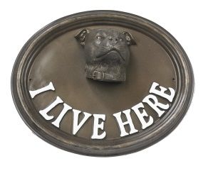 House Sign - Staffordshire Bull Terrier - I Live Here House Sign - Staffordshire Bull Terrier - I Live Here