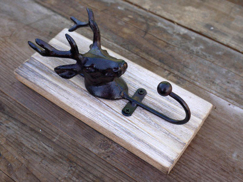Black and Natural Wood Stag Coat Hook