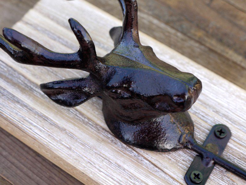 Black and Natural Wood Stag Coat Hook