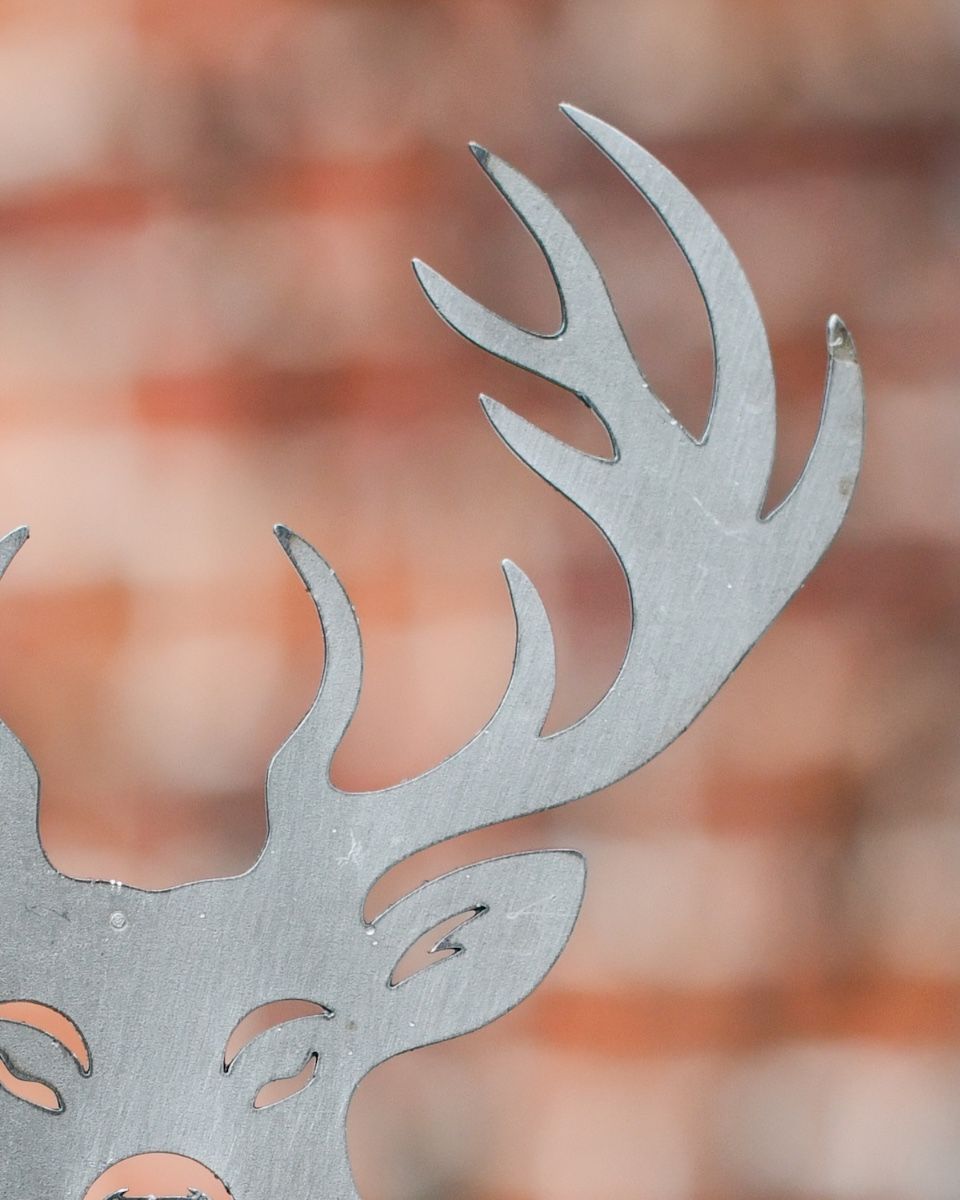 Stag Head Artistic Plant Pot Spike - Set of Two view of antler