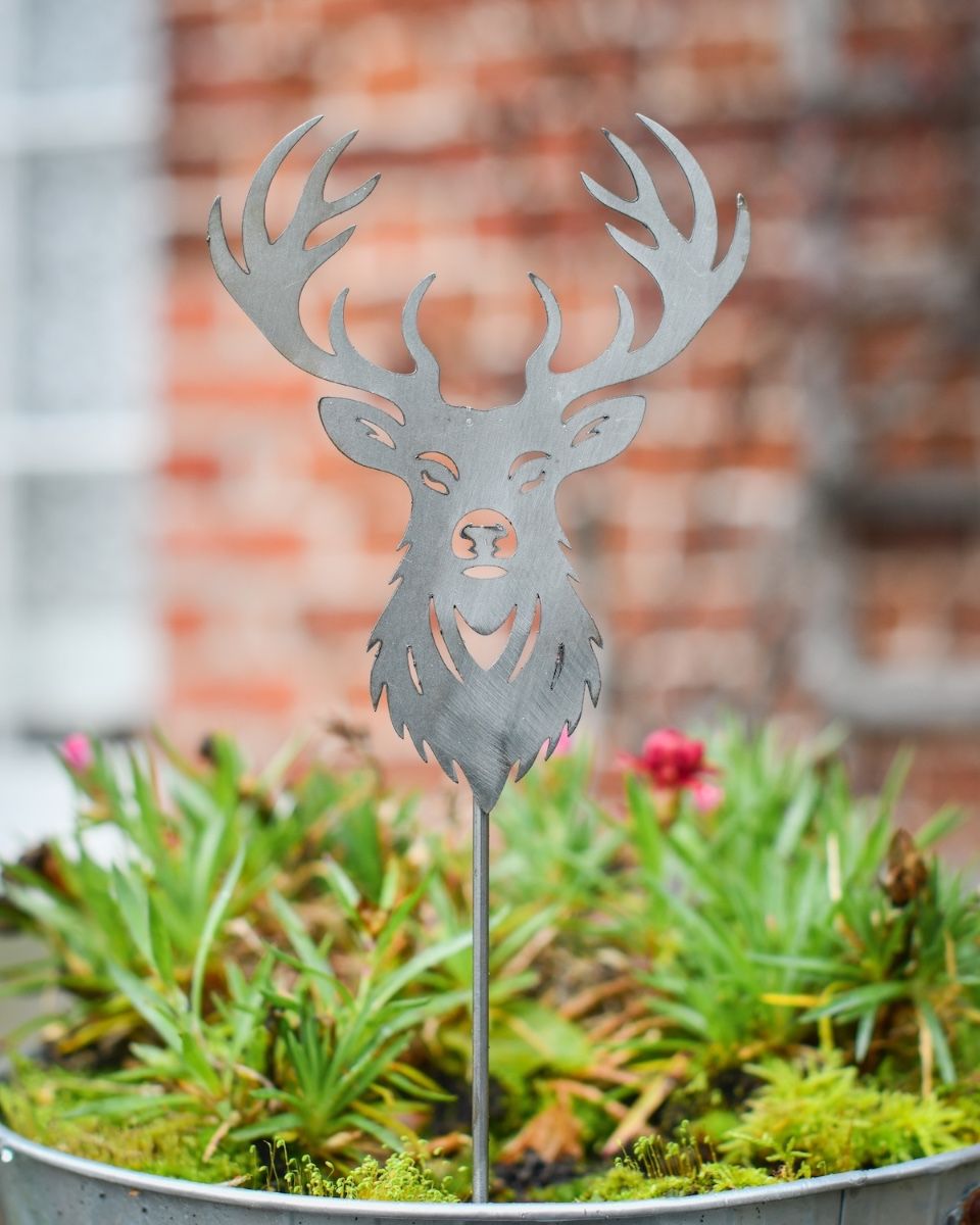 Stag Head Artistic Plant Pot Spike - Set of Two