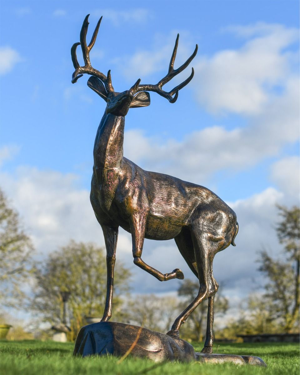 "Herschel" Stag On Rock Sculpture 