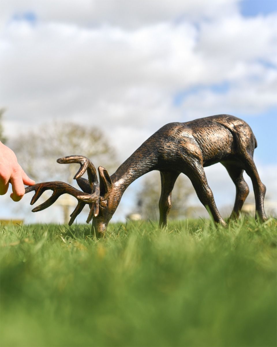 "Oliver" Grazing Stag Garden Sculpture