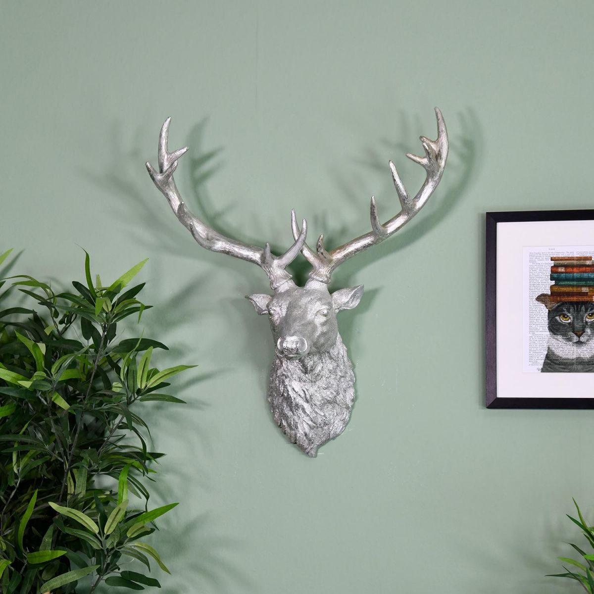 Stag Silver Head Wall Bust in Situ in the Home
