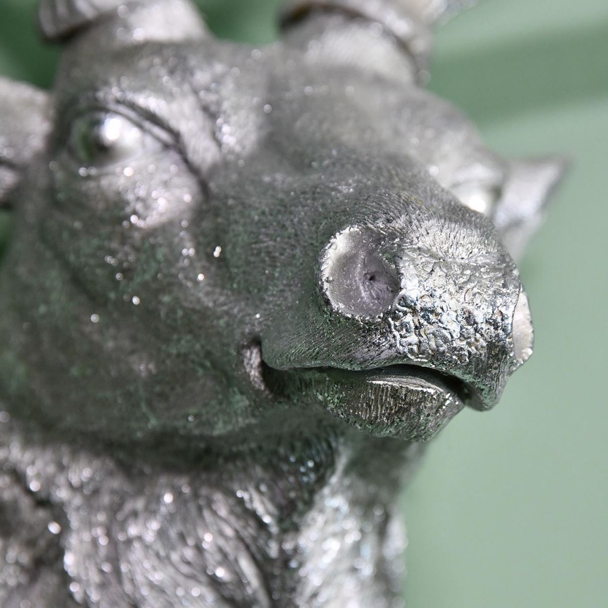 Close-up of the Silver Stag Head Wall Bust