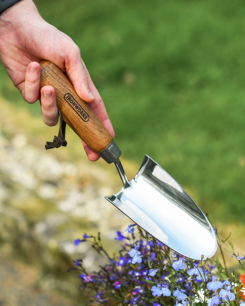 Stainless Steel Gardening Hand Trowel With Ash Wooden Grip