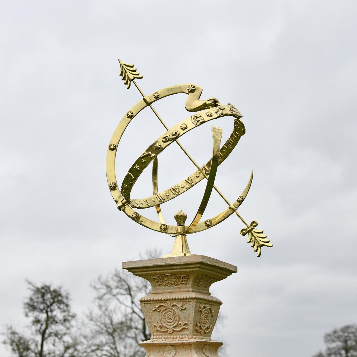 Serpent Armillary in Situ on a Sandstone Column