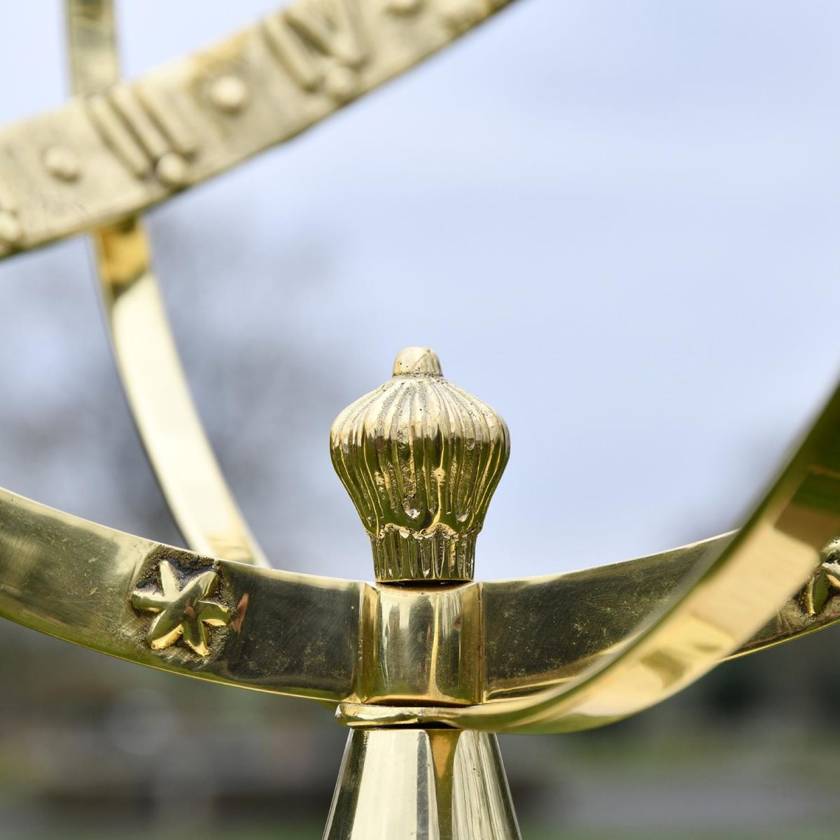 Close-up of the Polished Brass Fixings on the Serpent Armillary